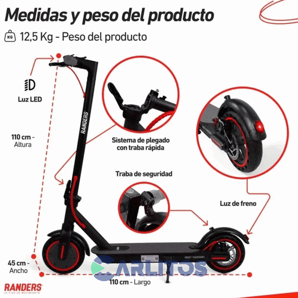 Monopatin Scooter Electrico Randers Sct-104
