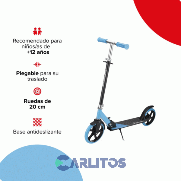 Monopatin Scooter Randers Urbano Plegable Con Ruedas Grandes Rod-8100-C Azul