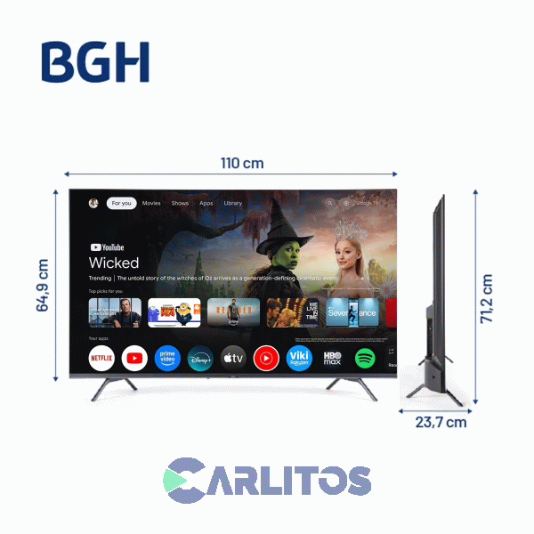 Smart TV Led 50" 4K Ultra HD Con Google Tv Bgh B5026ug6g