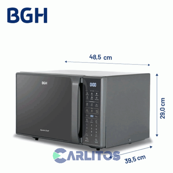 Microondas Con Grill Bgh Digital 23 Litros Gris Bifuncion B223ds20I