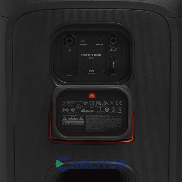 Parlante Torre Jbl Con Bluetooth Y Bateria 400 Watts Rms Partybox 520 Negro