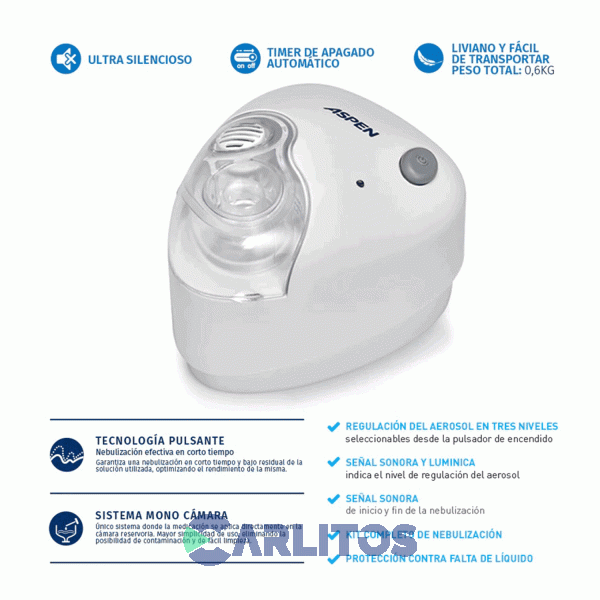 Nebulizador Ultrasonico Aspen Compacto Nu320fe Plus