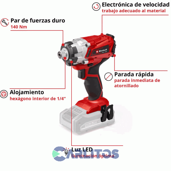 Taladro  Atornillador Einhell Inalambrico 18 V De Impacto 2900 Rpm 4510034 Te-Ci 18/1 Li-Solo