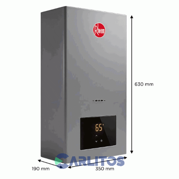 Calefon  A Gas Rheem Sin Llama Piloto Con Sensor 14 Lts Gn R7-14l-Gn-Xi-D-G Gris