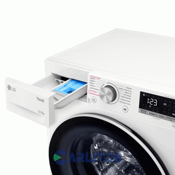 Lavarropa Carga Frontal Lg Inverter 12 KG 1400 RPM Wifi Blanco Wm12wvc4s6