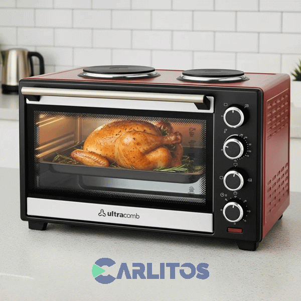 Horno El&eacute;ctrico Ultracomb Grill Convecci&oacute;n 50 Litros - 2 Anafes Uc50ac Rojo