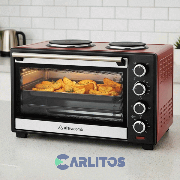 Horno El&eacute;ctrico Ultracomb Grill Convecci&oacute;n 50 Litros - 2 Anafes Uc50ac Rojo