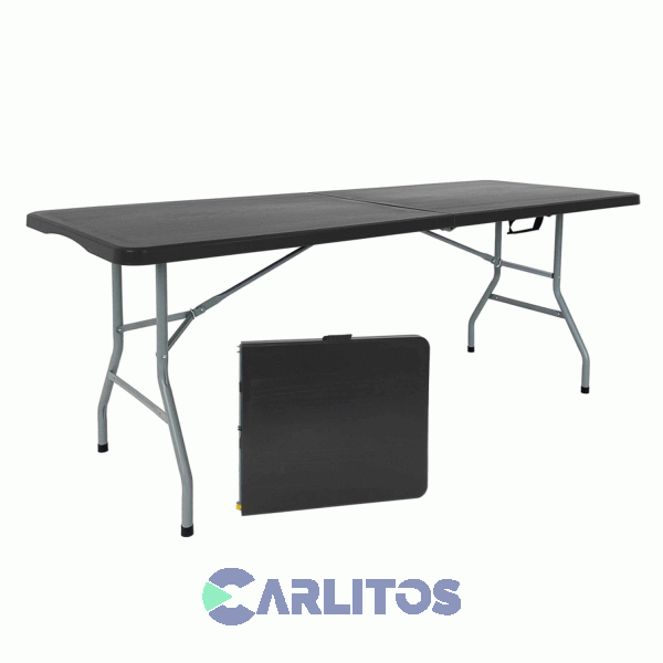 Mesa Plegable Garden Life Con Estructura De Acero 1.50 Mts T404001 Negro