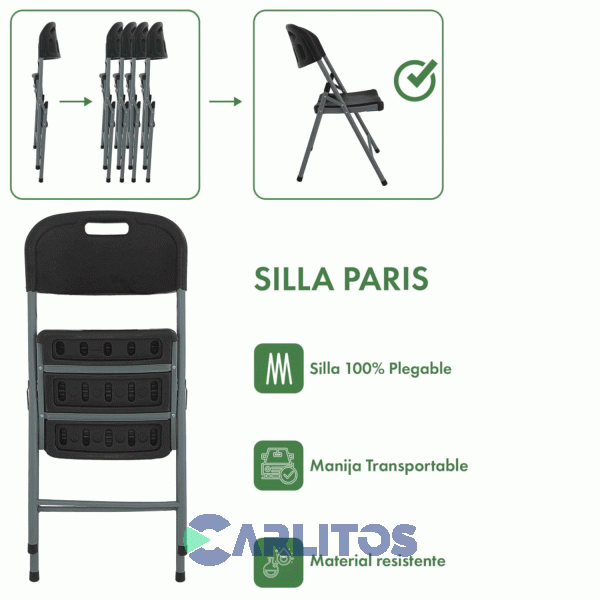 Silla Plegable Paris Garden Life Negra T410001