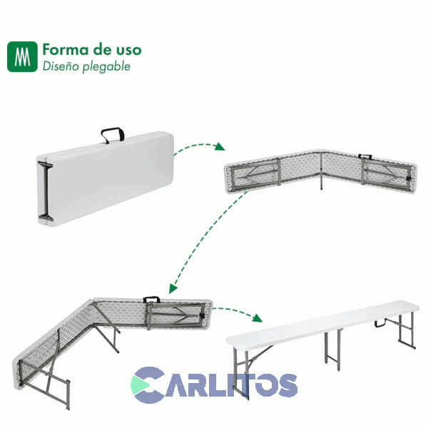 Banco Picnic Plegable Garden Life Con Estructura De Acero 1.20 Mts T420000 Blanco