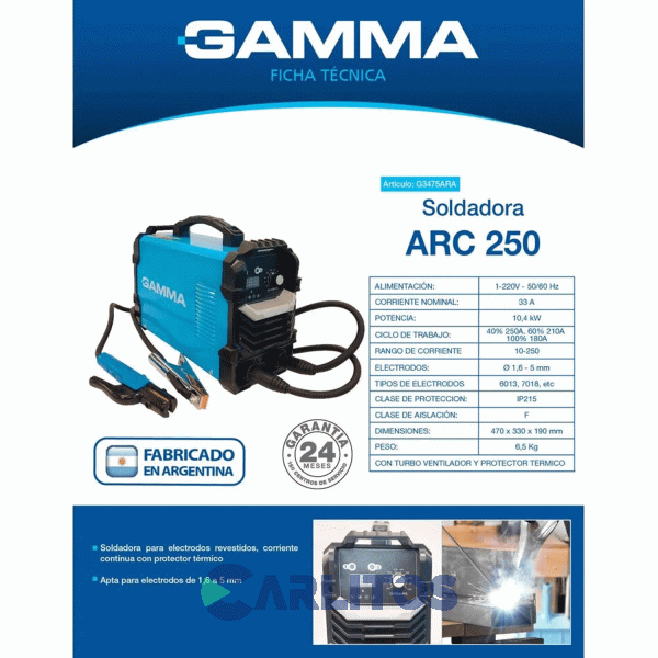 Soldadora Inverter Gamma 250 Amper Arc 250 3475ara