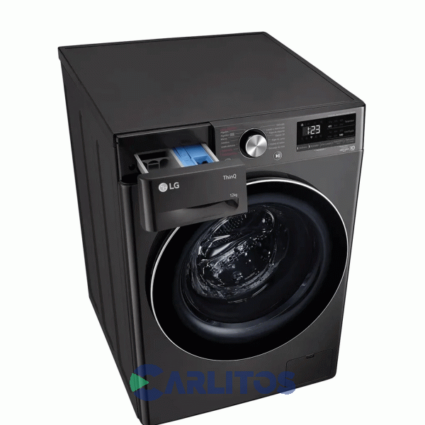 Lavarropa Carga Frontal Lg Inverter 12 KG 1400 RPM Negro Wifi Wm12bvc4s6