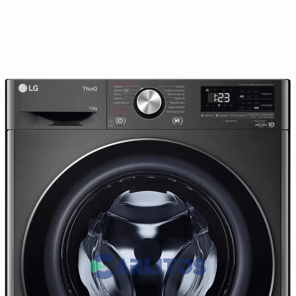 Lavarropa Carga Frontal Lg Inverter 12 KG 1400 RPM Negro Wifi Wm12bvc4s6