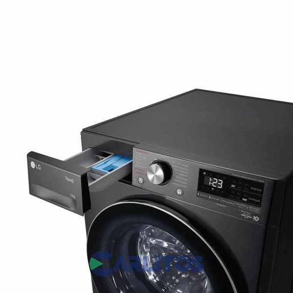 Lavarropa Carga Frontal Lg Inverter 12 KG 1400 RPM Negro Wifi Wm12bvc4s6