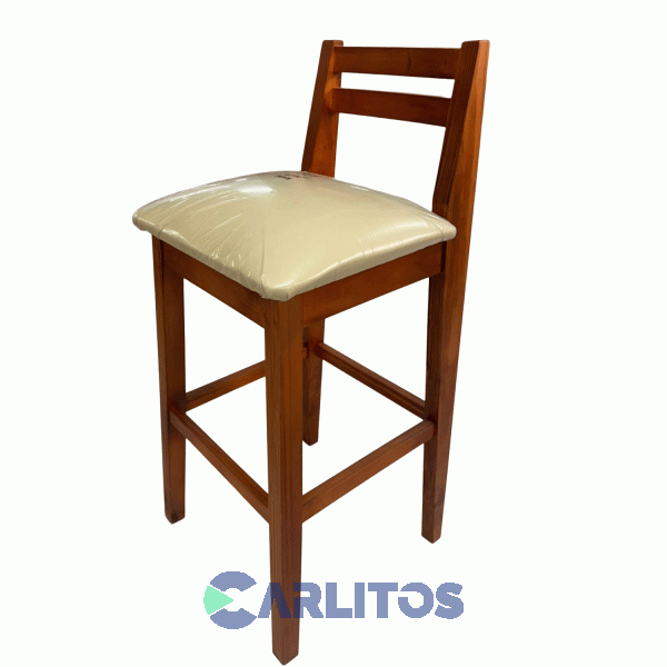 Banqueta Pacifico Inmacol Ecocuero Beige Con Respaldo Cod: 229 Lustre Casta&ntilde;o