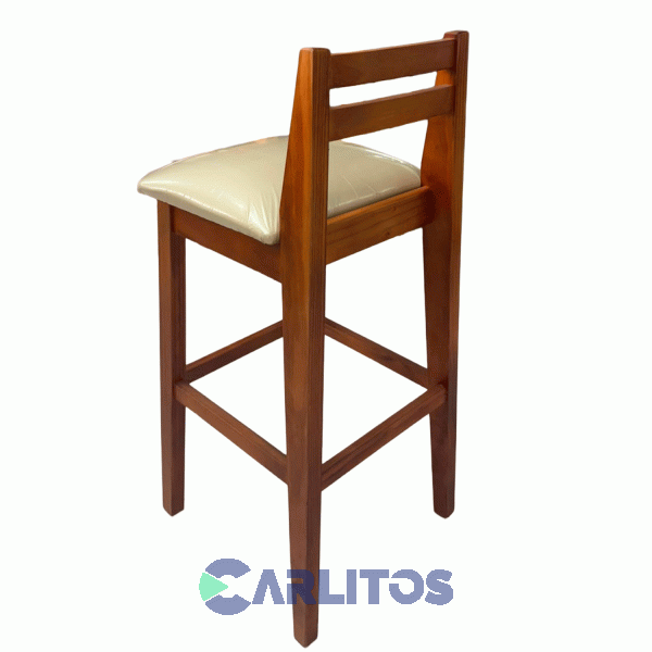 Banqueta Pacifico Inmacol Ecocuero Beige Con Respaldo Cod: 229 Lustre Casta&ntilde;o