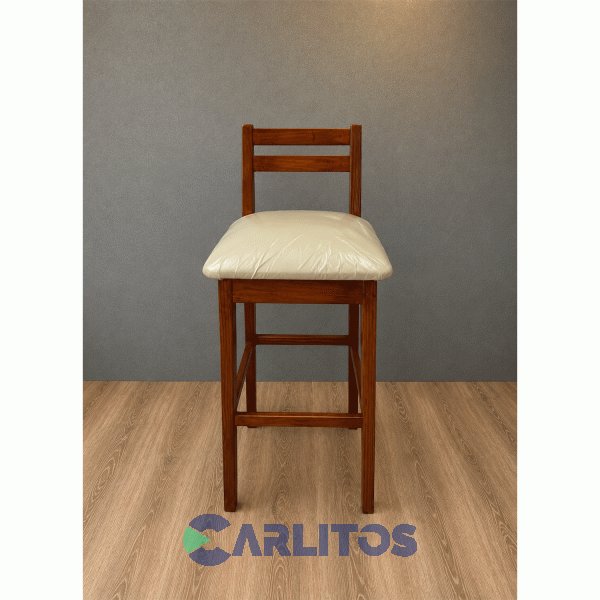 Banqueta Pacifico Inmacol Ecocuero Beige Con Respaldo Cod: 229 Lustre Casta&ntilde;o