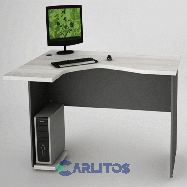 Escritorio Puesto De Trabajo Izquierdo 1.50 Mts Piro Muebles Grafito/Ceniza