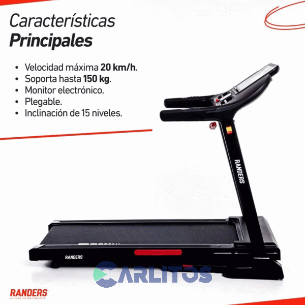 Fitness Cinta Motorizada 2.5 HP Randers Inclinacion Eectronica Arg-780-x