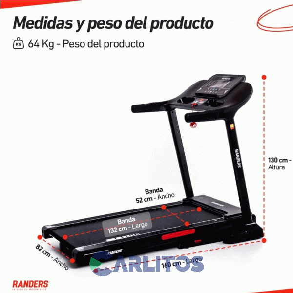 Fitness Cinta Motorizada 2.5 HP Randers Inclinacion Eectronica Arg-780-x