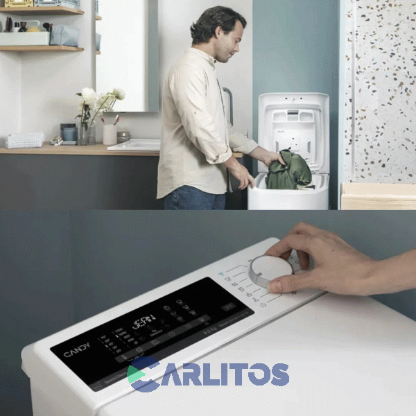 Lavarropa Carga Superior Candy Smart Inverter 7 KG - 1400 RPM Blanco Tca474tm5-12