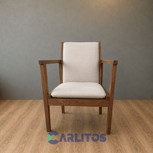 Sill&oacute;n Escandinavo Un Cuerpo Tapizado Tela Casta&ntilde;o