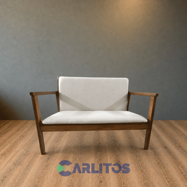 Sill&oacute;n Escandinavo Dos Cuerpos Tapizado Tela Casta&ntilde;o