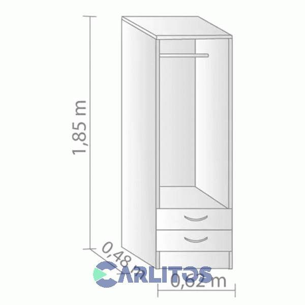 Placard 0.62 Mts 2 Puertas 2 Cajones Platinum Savanna