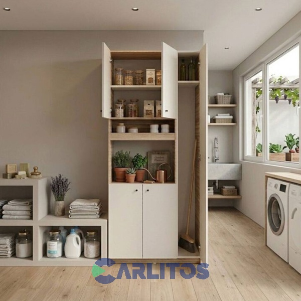 Organizador Multifunci&oacute;n Escobero 1 Puerta Cod: 3086-Ccb Cocobolo-Blanco