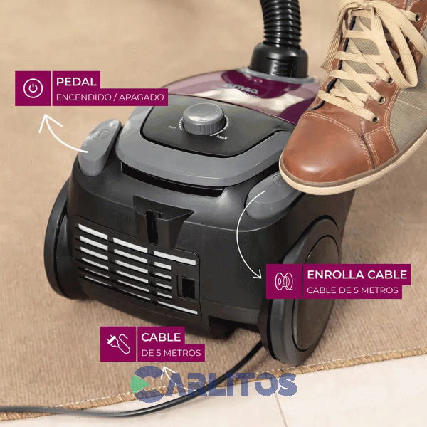 Aspiradora Con Bolsa Atma 1500 Watts Tubos Metalicos As8913n
