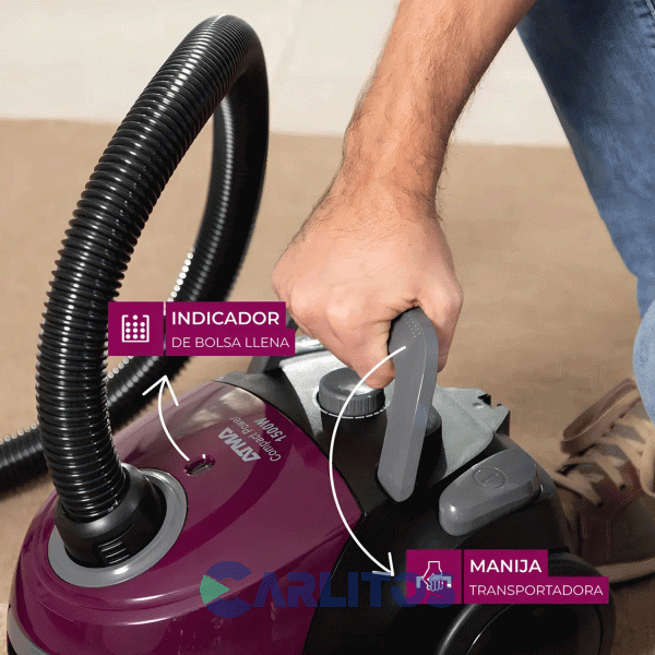 Aspiradora Con Bolsa Atma 1500 Watts Tubos Metalicos As8913n