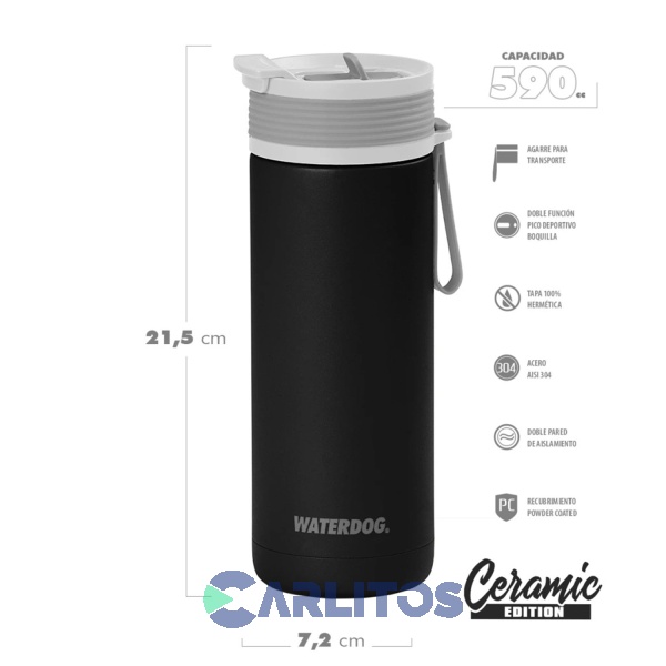 Botella De Acero Inoxidable Waterdog 590 Cc BonnieI590bk Negro