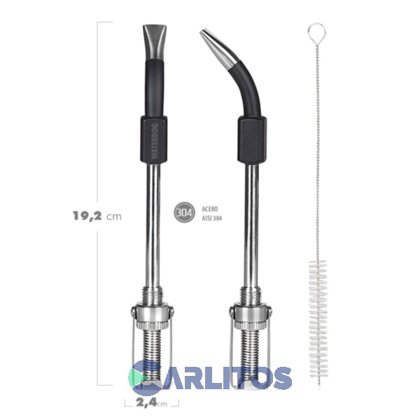Bombilla Para Mate Waterdog Con Escobilla Bulb04bk Negro