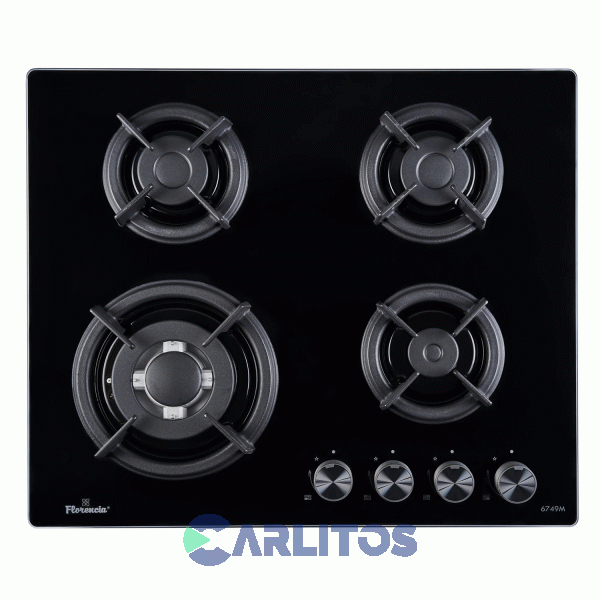 Anafe A Gas Florencia Vitroceramico 60 CM - 4 Hornallas Fundicion Flor 6749m