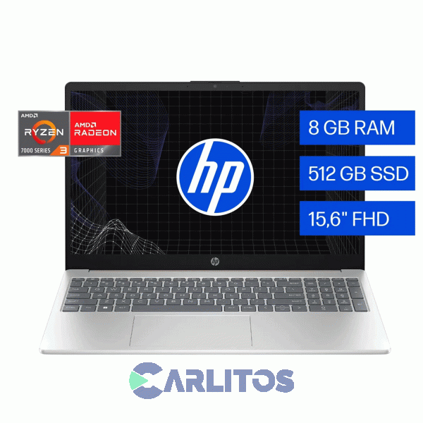 Notebook 15,6"  HP Amd Ryzen R3 8 GB HD Solido 512 GB 15-Fc0043la