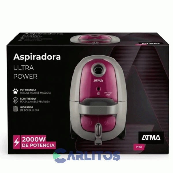 Aspiradora Con Bolsa Atma 2000 Watts Tubos Metalicos As9121n