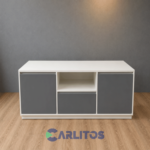 Mesa Lcd Disar 1.50 Mts Barcelona Cod:1045 Laqueado Gris Oscuro-Blanco