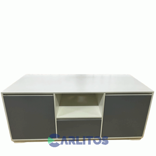 Mesa Lcd Disar 1.50 Mts Barcelona Cod:1045 Laqueado Gris Oscuro-Blanco
