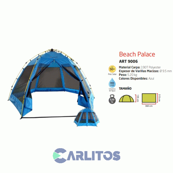 Carpa Igl&uacute; Automatica 6 Personas 3.60 X 3.15 X 1.95 Mts Outdoors 9006 Beach Palace