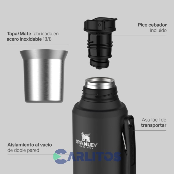 Termo De Mate Stanley Legendario System Classic 1.2 Litros Negro