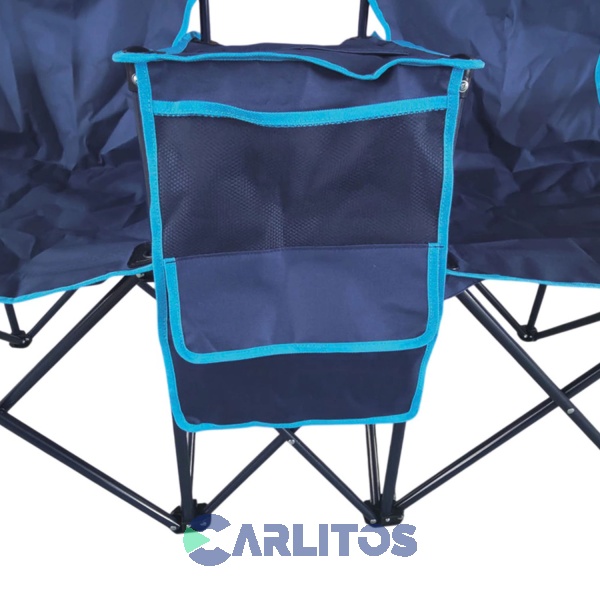 Set De Silla Outdoors Con Cooler Y Sombrill Tandem Azul Marino
