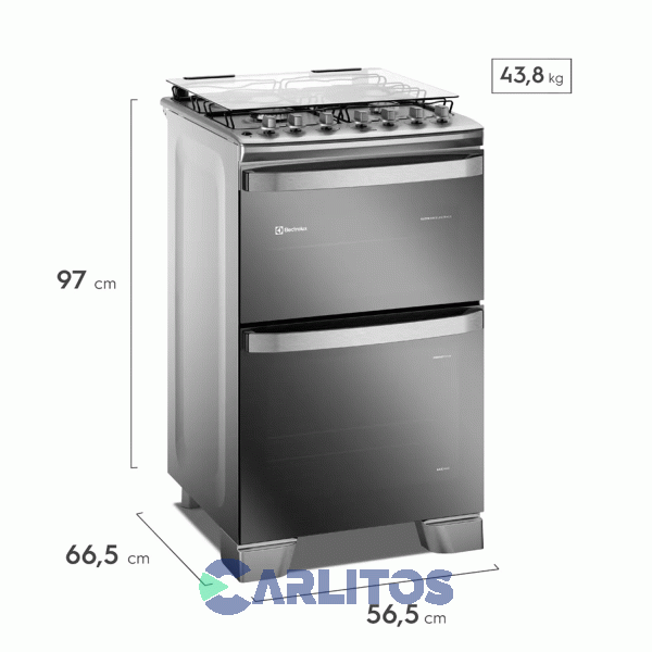 Cocina A Gas Electrolux 56 CM Acero Inoxidable Doble Horno F4edm