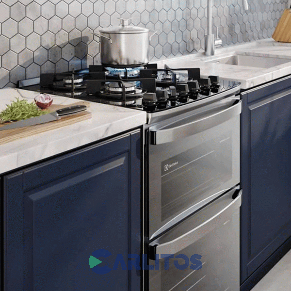 Cocina A Gas Electrolux 56 CM Acero Inoxidable Doble Horno F4edm