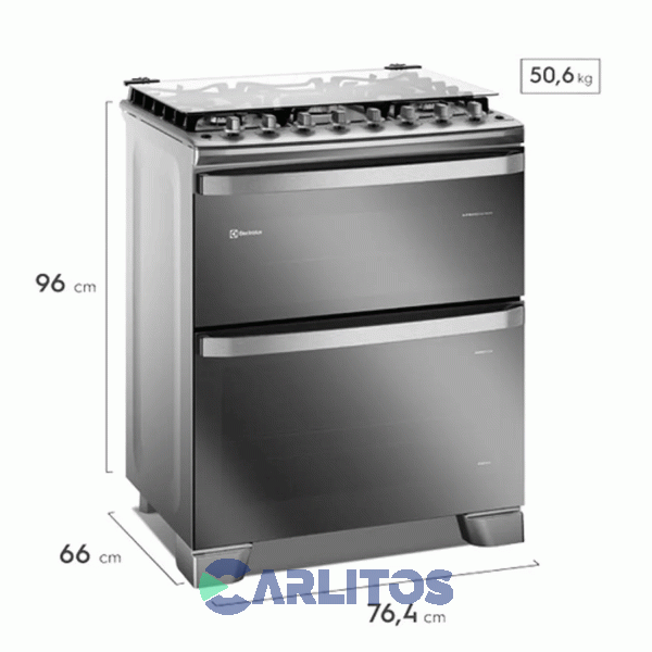 Cocina A Gas Electrolux 76 CM Acero Inoxidable Doble Horno F5edm