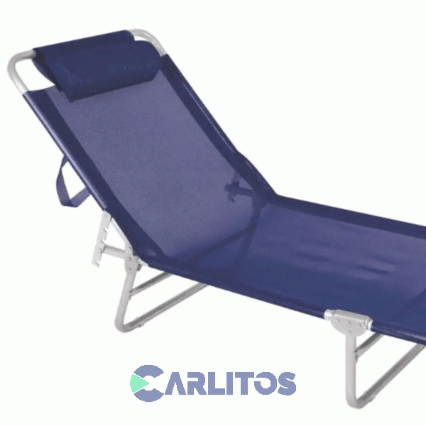 Reposera De Aluminio Plegable Tela Sannet 4 Posiciones Mor 2701 Azul Marino