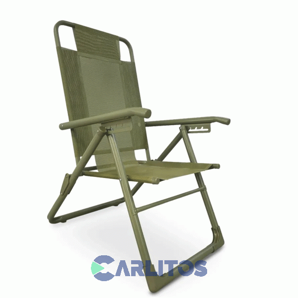 Sillon De Aluminio Descansar XL - Tela Coversol - 5 Posiciones 80046 Verde