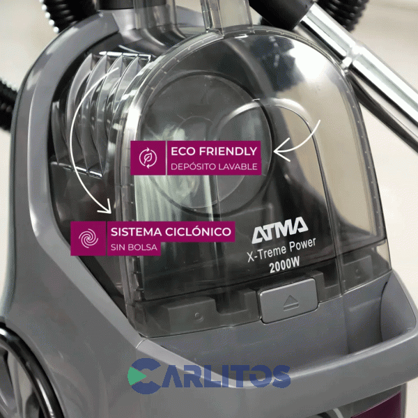 Aspiradora Sin Bolsa Atma 2000 Watts-Tubos Metalicos As9021n