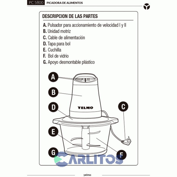 Picadora Yelmo Picamix 500 Watts Pc5800