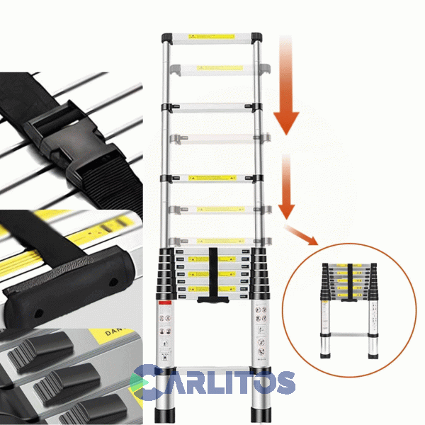 Escalera Multifuncion Garden Life Telescopica 13 Escalones Negra Te385001
