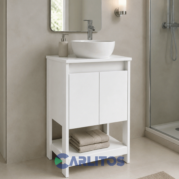 Vanitory De Pie Tables 0.40 Mts 2 Puertas 1 Perforacion Cod: 3184-Bm Blanco